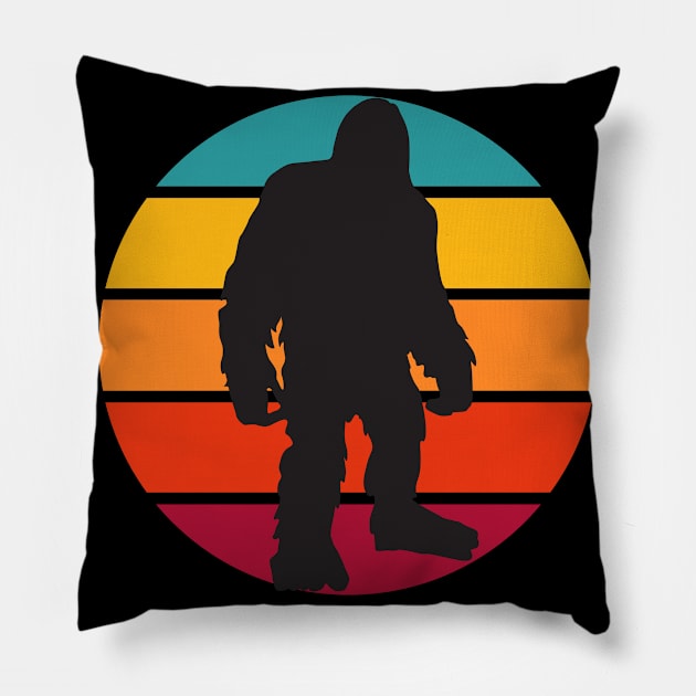 Big Foot Retro Vintage Sunset Bigfoot Pillow by DANPUBLIC