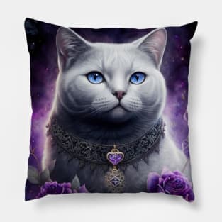 Gorgeous White British Shorthair Cat Pillow