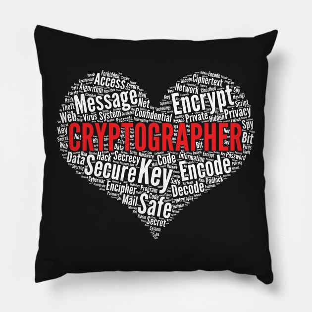 Cryptographer Heart Encryption Design Security Programmer print Pillow by theodoros20