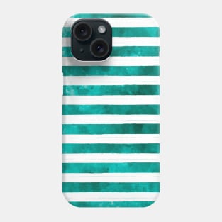 Teal Uneven Stripes Pattern Watercolor Abstract Cute  Girly Pretty Trendy Design Phone Case