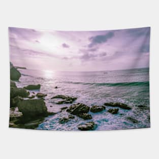 Purple Ocean Beach Tapestry