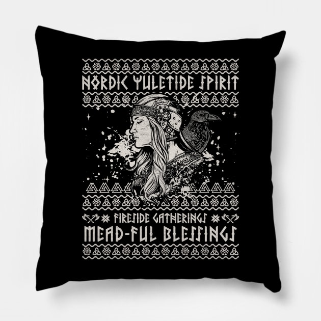 Viking Ugly Christmas Sweater Pillow by NorseMagic