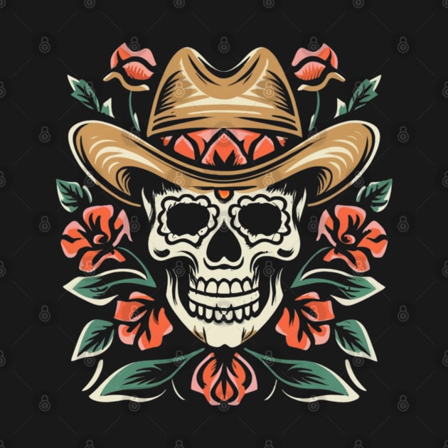 Cowboy Skull Floral tattoo by Goku Creations