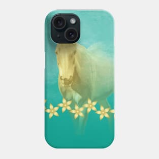 Golden ghost horse on teal Phone Case