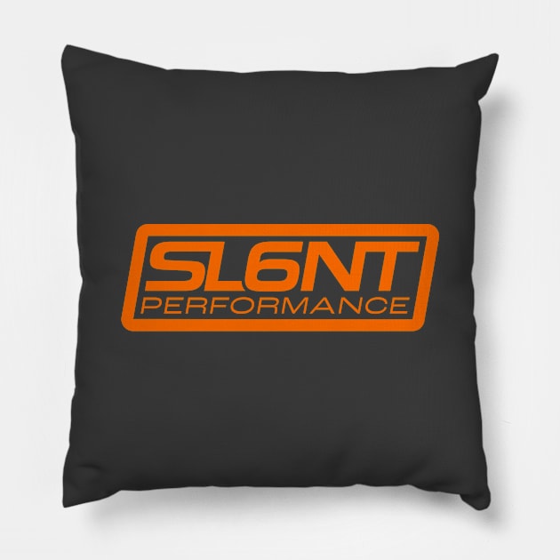 Slant 6 Performance (Orange + Asphalt) Pillow by jepegdesign