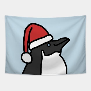 Portrait of a Christmas Penguin in Santa Hat Tapestry
