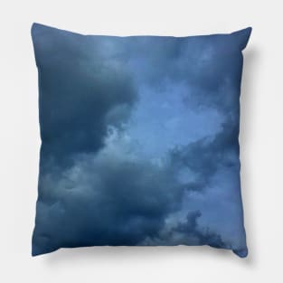 Blue Puffy Storm Clouds - Cloudy Day Pillow