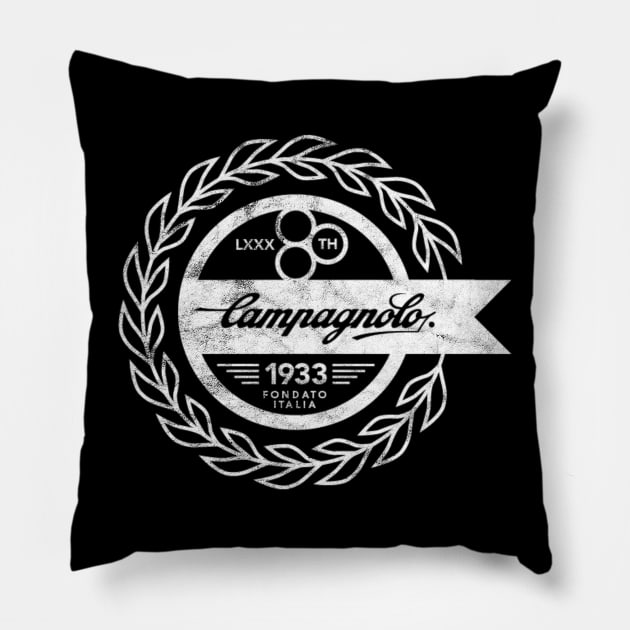 Campagnolo Vintage Italian Cycling Tour de France Made in Italy Badge Pillow by collectees