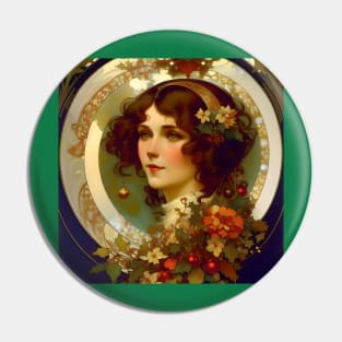 Christmas - AI - Art Nouveau Pin