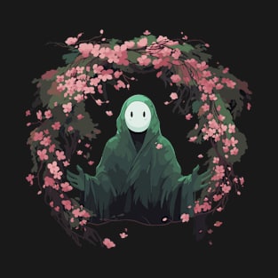 Forest Ghost Spooky Anime Halloween Cherry Blossom Flower T-Shirt