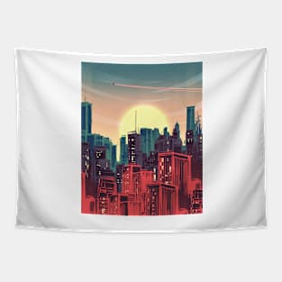 Dusky City Skyline Tapestry