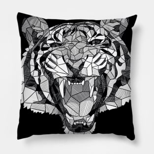 Roaring Tiger Geometric Sketch Art Pillow