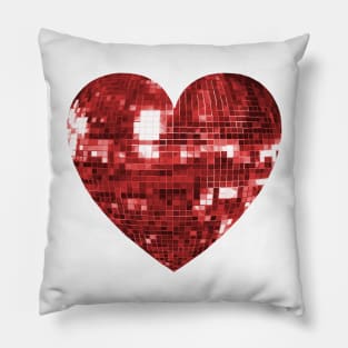 Mirrored Red Disco Ball Heart Pillow