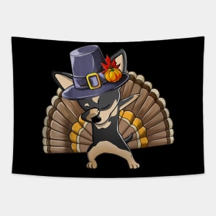 Thanksgiving  for Boys Men Dabbing Chihuahua Turkey Tapestry