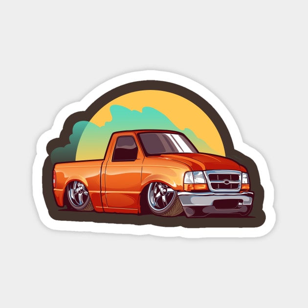 Slammed Orange Truck Magnet by Aiqkids Design