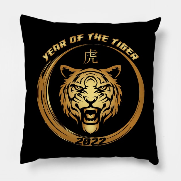 Happy Chinese New Year of the Tiger 2022 Chinese Zodiac Pillow by stuffbyjlim