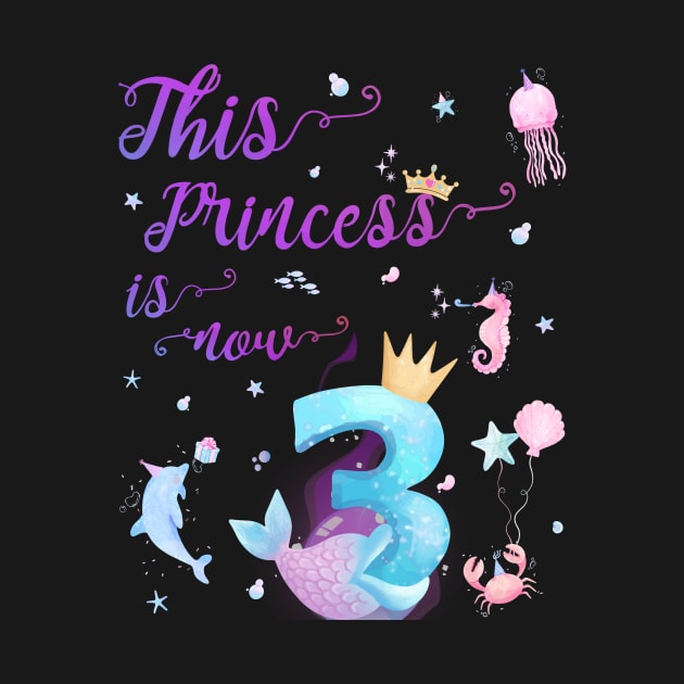 This Princess Is Now Three Years Old 3rd Girl Cute Birthday by AimArtStudio