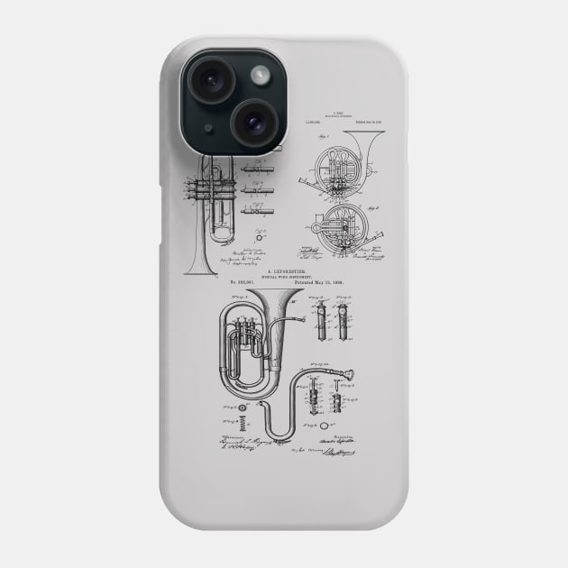 Classical Musician Brass Instruments Patents Phone Case by MadebyDesign