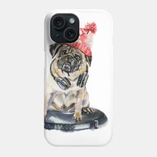 DJ pug dog in a hat Phone Case