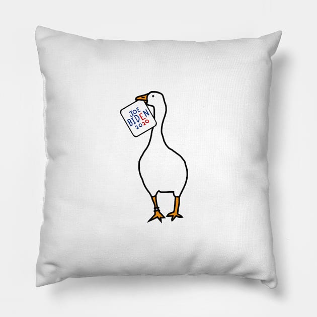 Small Goose with Stolen Joe Biden 2020 Sign Pillow by ellenhenryart