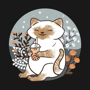 Siamese Cat and Boba Tea T-Shirt