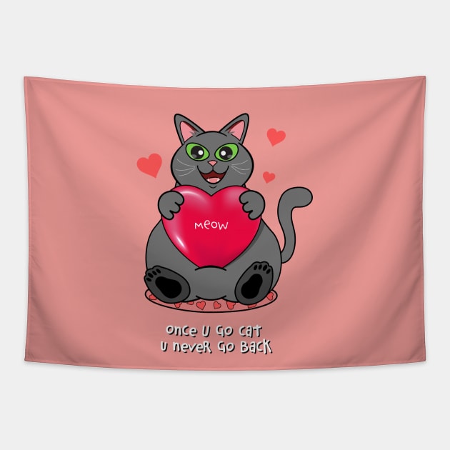 Once You Go Cat, You Never Go Back | Gray Cat Tapestry by leBoosh-Designs