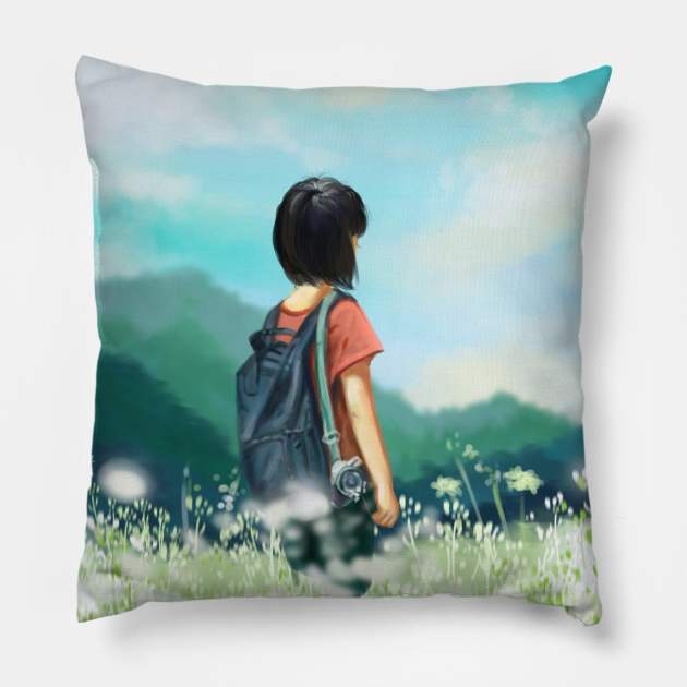 Solo Traveller Pillow by Puja's Art Store