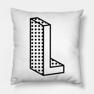 3D Ben Day Dot Isometric Letter L Pillow