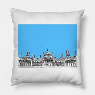 Brighton Royal Pavilion Facade Drawing ( Pale blue version ) Pillow