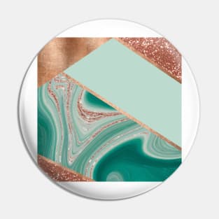 Azure water agate II - copper turquoise glitter layers Pin