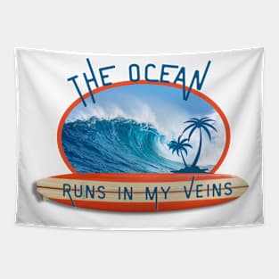 Ocean Runs In My Veins Tapestry