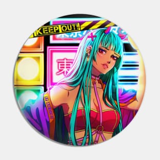 The "Keep Out! The Devil girl is here!" artwork for anime girl lovers Pin