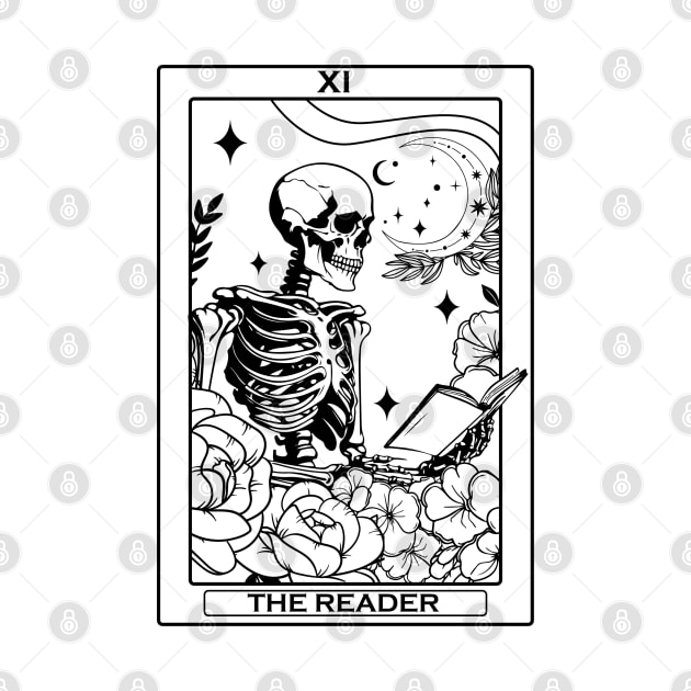 The Reader Skeleton Tarot Card by FlawlessSeams