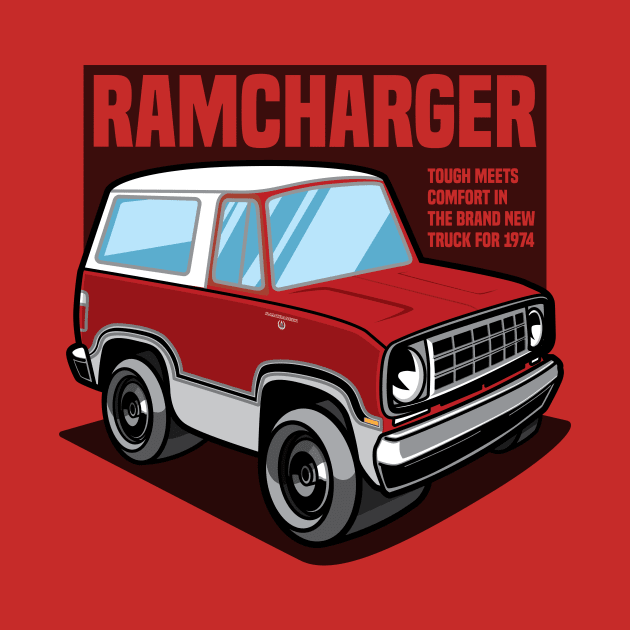 Bright Red Ramcharger (White-Based) - 1974 by jepegdesign