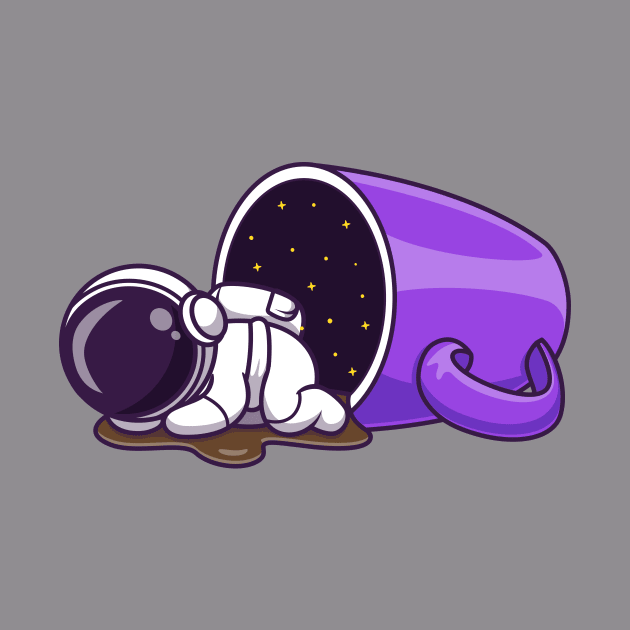 Cute Astronaut Sleeping With Coffee Cup Cartoon by Catalyst Labs