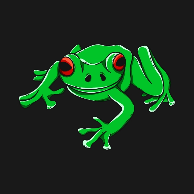 Tree Frog Green Amphibian Illustration by Foxxy Merch