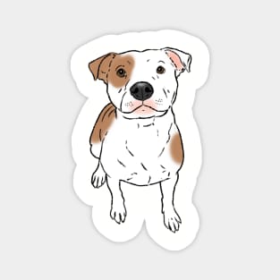 White Pitbull with Spots, Sitting Pittie Magnet