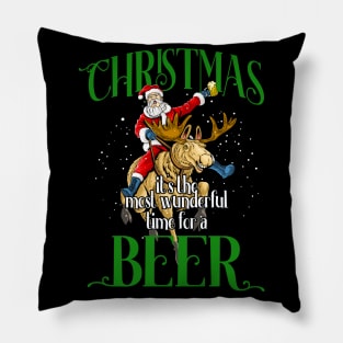 Ugly Christmas Time For Beer Funny Santa Pillow