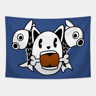 Pirate Cat Fish Meat Tapestry