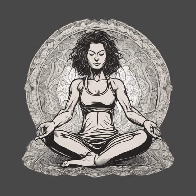 Meditation yoga relax mandala black and white zen design by Edgi