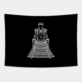 Hand drawn cute white locomotive Tapestry