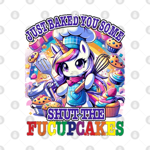 I Just Baked You Some Shut The Fucupcakes Funny Wwos Unicorn by RuftupDesigns