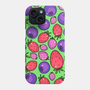 Extra fresh berries summer green pattern Phone Case