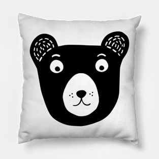 Cute black and white bear illustration Pillow