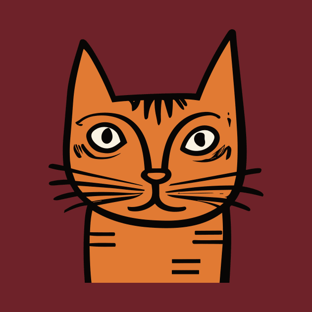 Quirky Orange Cat - Midcentury Illustration by Sorry Frog