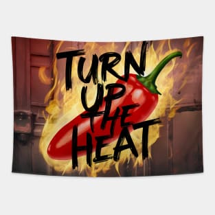 Turn Up The Heat, Hot Sauce Graffiti Design Tapestry