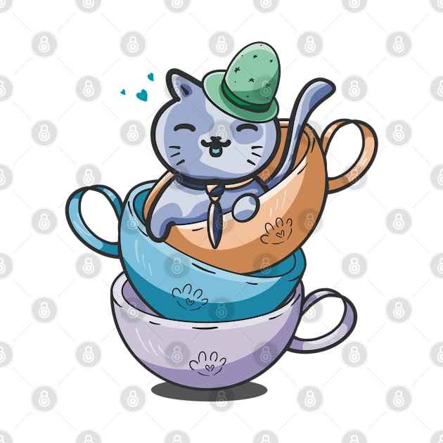 Cut Cat Tea Time by Xatutik-Art