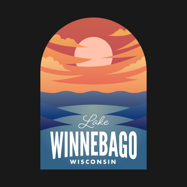 Lake Winnebago WI Retro Sunset by HalpinDesign