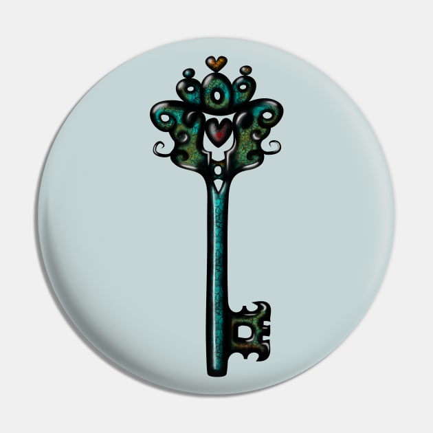 Blue Magic Key Pin by DeneboArt