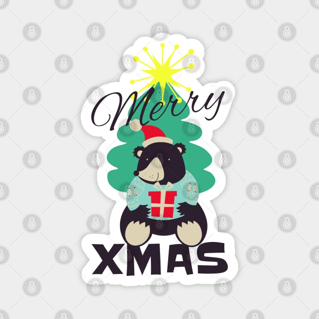 Merry Xmas Bear Magnet by MarinasingerDesigns